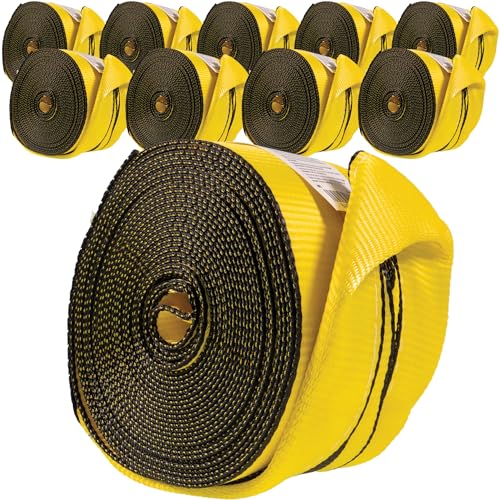 Sangle de treuil 10 cm arrimage remorque boucle torsadée cousue de 9m - Lot de 10 sangles