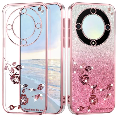 Coque Honor Magic 6 Lite transparente silicone TPU souple antichoc rose