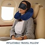 Sintuff 2 Pack Inflatable Travel Pillow for Airplanes Inflatable Neck Flight Pillows with Compact Bag and Blindfold for Traveling, Airplane, Train, Car, Office(Gray and Blue) - Image 5