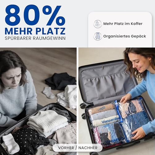 myHodo Vakuumierbeutel zum Rollen (14 Stück) für Kleidung (3 Größen - 70x50 60x40 50x35cm), Kompressionsbeutel, große Reise Vakuumbeutel, Vacuum Storage Bags, Kleiderbeutel für Reisen & Rucksack