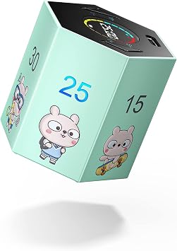 Ticktime Prox LENGTOO, Pomodoro Timer, Study Timer, for Kids, Focusing, 5 Levels of Volume Adjustment, Silent, Vibration Modes, Type-C Charging, Auto Power Off Function, LED Screen, For Kitchen, Studying, Meeting, Cooking, Baking, Lunch Break, Green