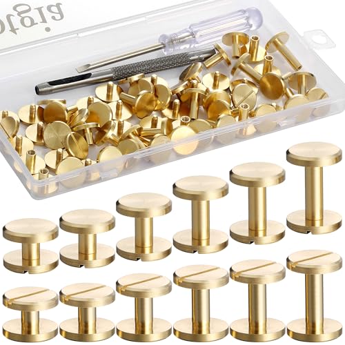Notgia 30Sets 6 Sizes 12MM Head Brass Chicago Screws for