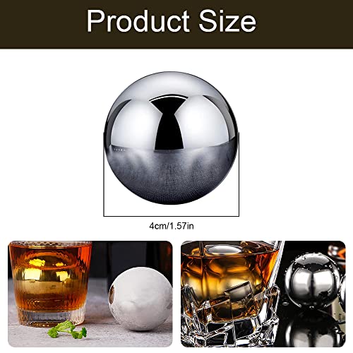 Dualshine 3 Pcs Large Round Whiskey Stones Spherical Reusable Stainless Steel Ice Cubes Golf Ball Whiskey Stones Balls Metal Ice Balls Gift Set For Red Wine Scotch Whiskey Bar Beer thumb #1