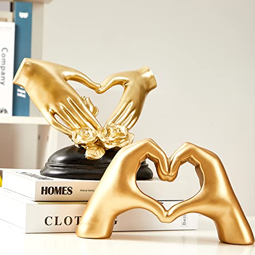 image for OTARTU Golden Gesture Heart Hands Statue,Heart Sculpture Decoration, M