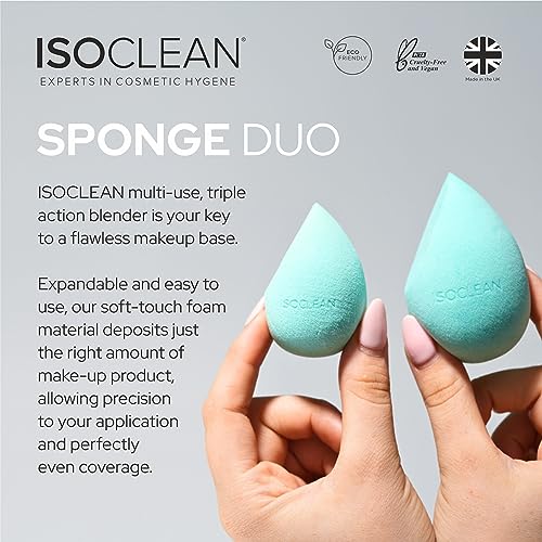 ISOCLEAN Cosmetic Makeup Sponge DUO, Beauty Sponge Set for Makeup Application of Liquid Foundation Concealer, Blush - Image 3
