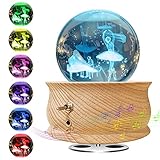 Wholede Carillon a Sfera di Cristallo, Carillon in Legno, Cambia Colore Automatico, Proiez...