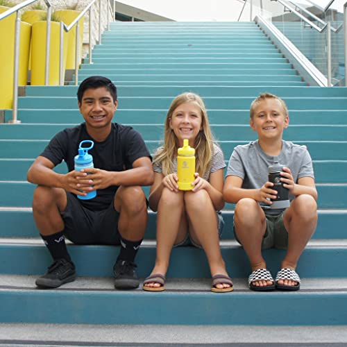Image of Takeya Actives Kids Water Bottle 14 oz Stainless Steel Double Wall Insulation BPA-Free Leakproof Straw Lid Easy Carry Handle Reusable Ideal for Boys and Girls, School, Sports - Atlantic Blue