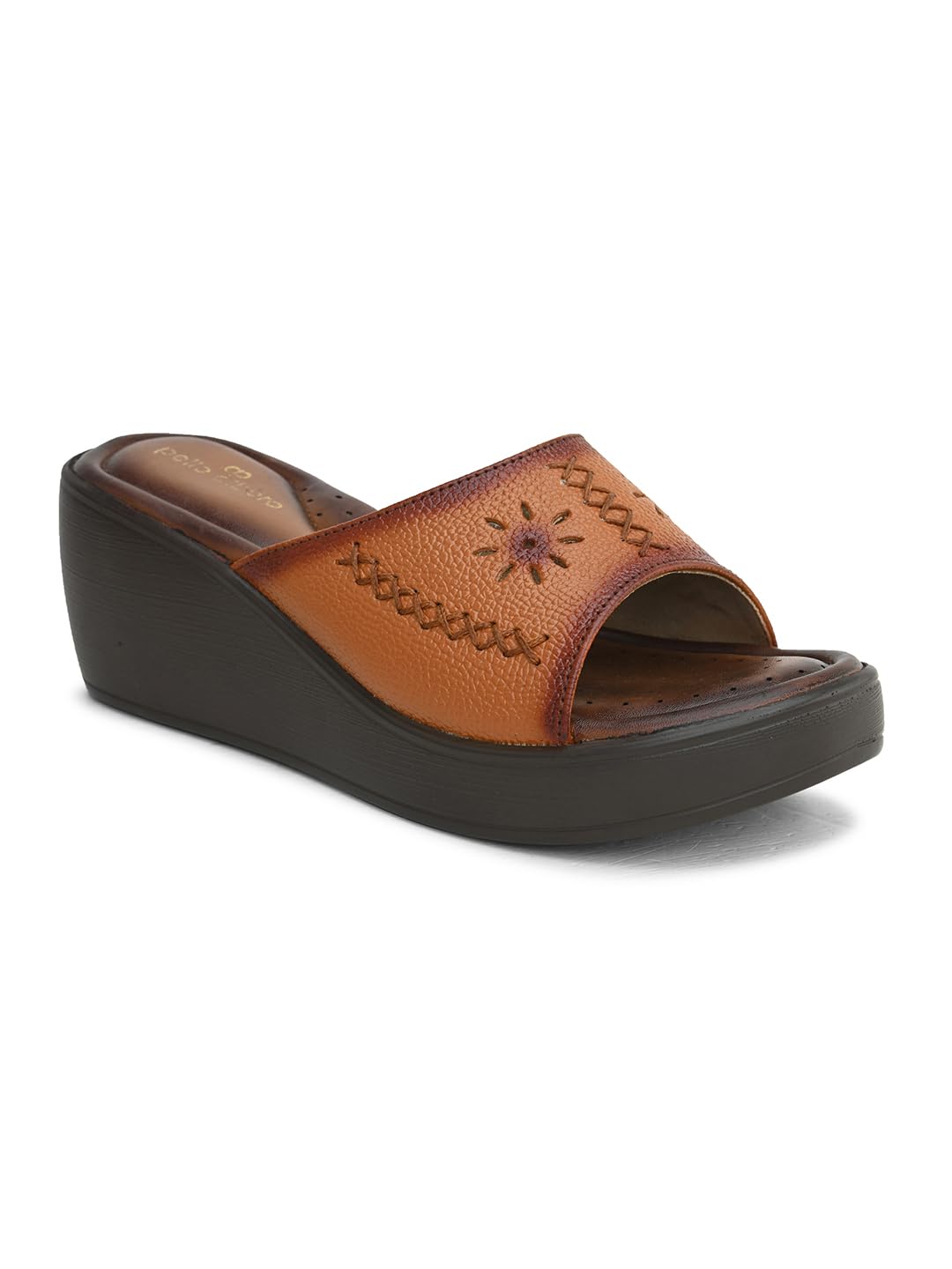 pelle albero Womens Tan Leather Slip-On Wedges Heels Sandals (B0D77NKC2J) Amazon Price History, Amazon Price Tracker