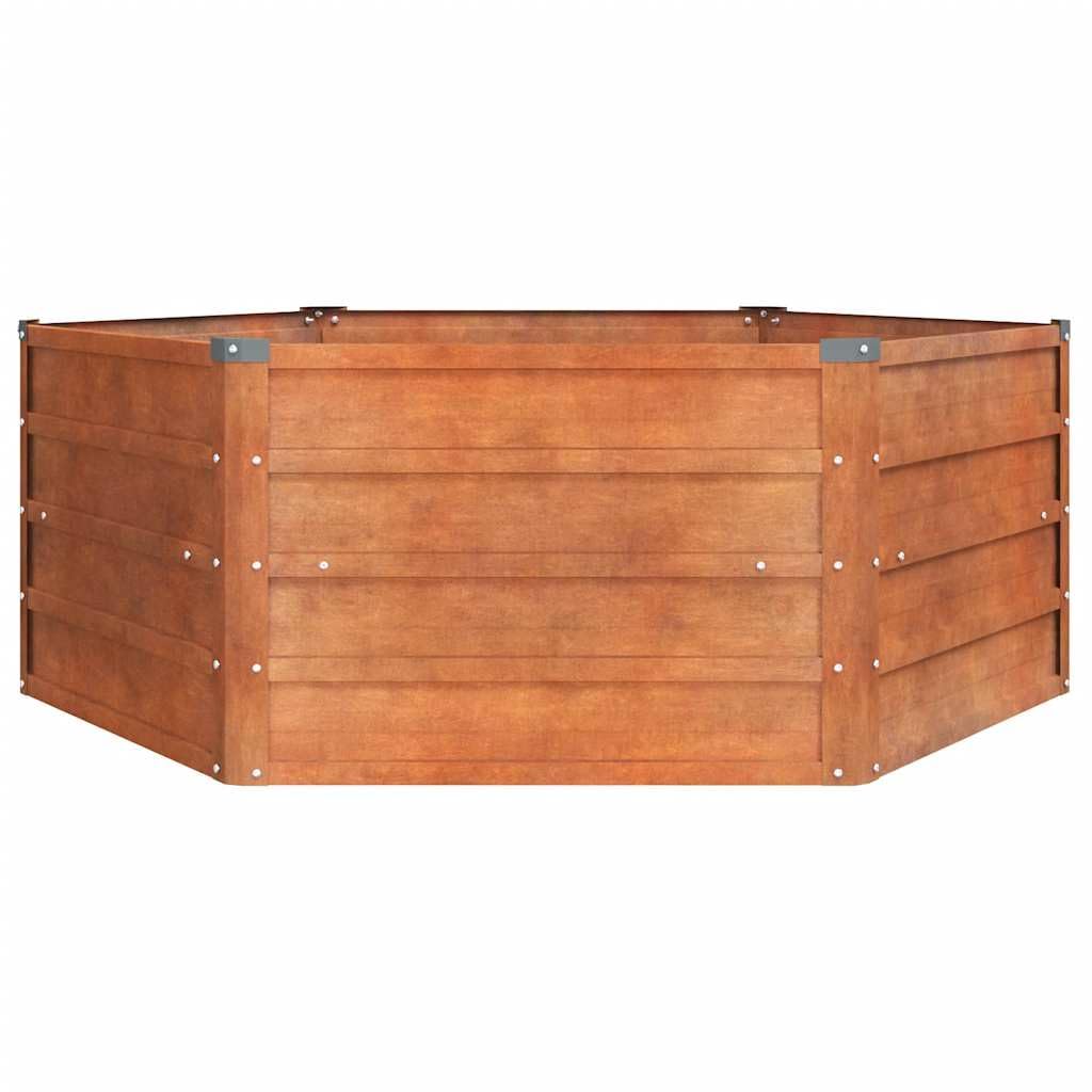 Podwyższona donica ogrodowa stal kortenowska rdzawa 129x129x45 cm duża skrzynia na warzywa zioła kwiaty trwała antykorozyjna z otwartym dnem na balkon taras patio