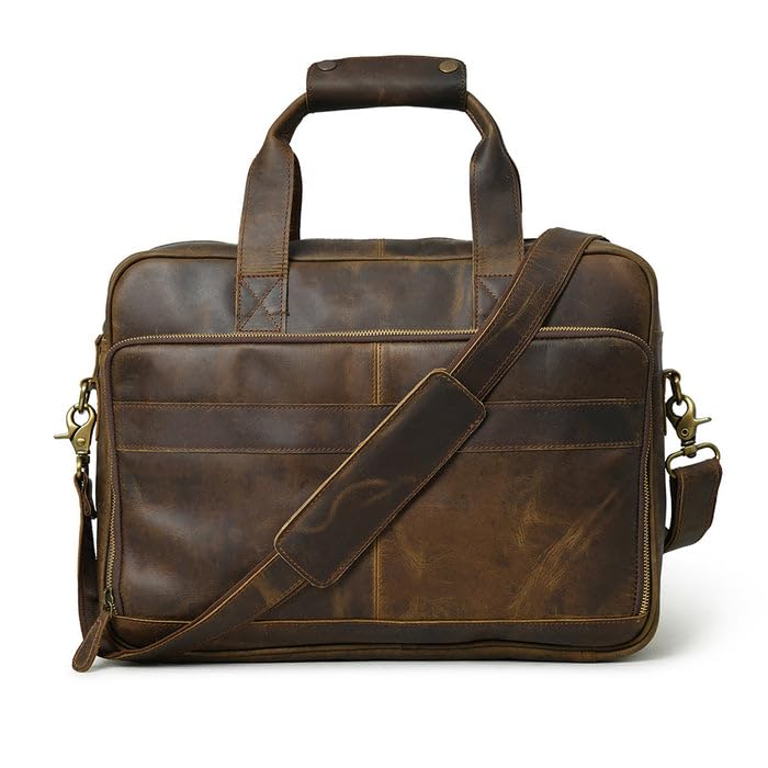 mahetri Hudson Handmade Buffalo Leather Office Briefcase | Genuine Leather Laptop Bag | Organized Compartments, Adjustable Strap, Professional Work & Travel Bag-picture-22