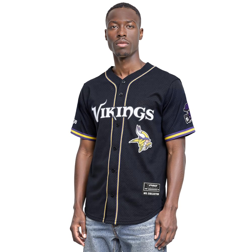 Pro Standard Mens NFL Mesh Button Down Top, Black/Purple, 3XL — image 1