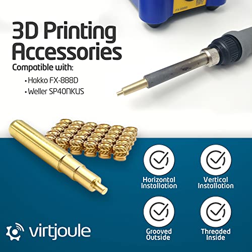 Virtjoule Heat Set Insert Tip For M3 With 30 M3 Inserts - 3D Printing Accessories Compatible With Hakko Fx-888D And Weller Sp40Nus Irons, Soldering Iron Tips For Threaded Inserts #TOP4