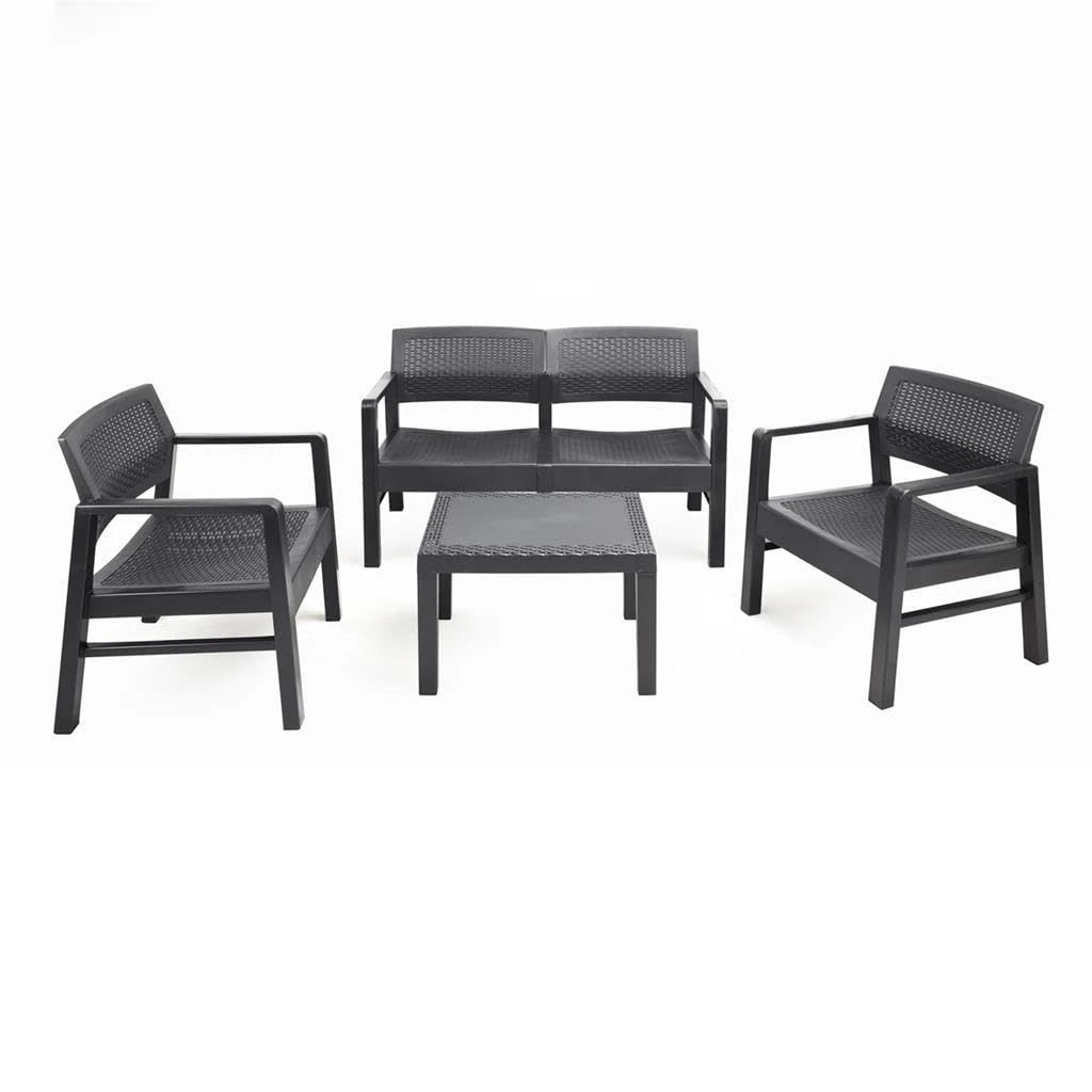 Maury's Set da Giardino Venice Perfetto per Interni ed Esterni, Design Moderno In Colore antracite, Eleganza per il tuo Spazio Outdoor, Con Tavolo, Divano e Due Poltrone (Set Venice)