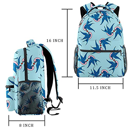Sac à dos d'école multicolore mixte style décontracté imprimé oiseaux - 2