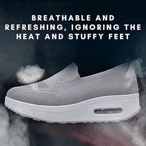 Sapatos de caminhada com almofada de ar sem cadarço para diabéticos ortopédicos, sapatos sem cadarço