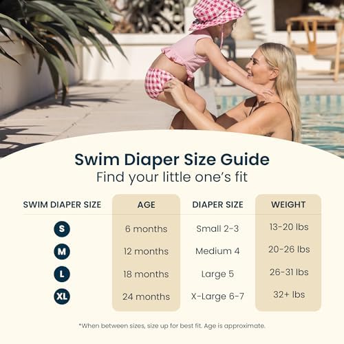 Tiny Twinkle Pull-Up Reusable Swim Diapers 2-Pack | Waterproof and UPF 50+ Sun Protection | Lightweight and Absorbent | Machine Washable(Pink,Beige Checkers,12-18M) - 5