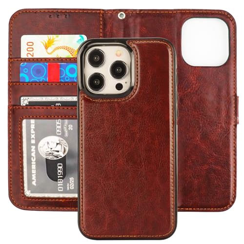 Bocasal Detachable Wallet Case for iPhone 15 Pro Max RFID Blocking Card Slots Holder Premium PU Leather Magnetic Kickstand Shockproof Wrist Strap Removable Flip Protective Cover 5G 6.7 inch (Brown) by Bocasal - Used condition - US$11.99