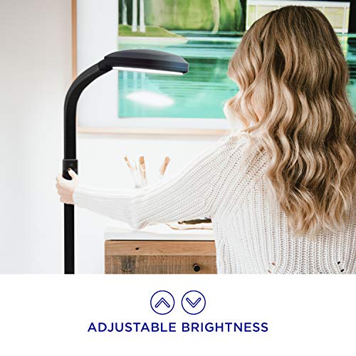 Verilux SmartLight Full Spectrum LED Modern Floor Lamp with Adjustable Brightness, Flexible Gooseneck and Easy Controls - Reduces Eye Strain and Fatigue - Ideal for Reading, Artists, Craft (Black) - Image 5