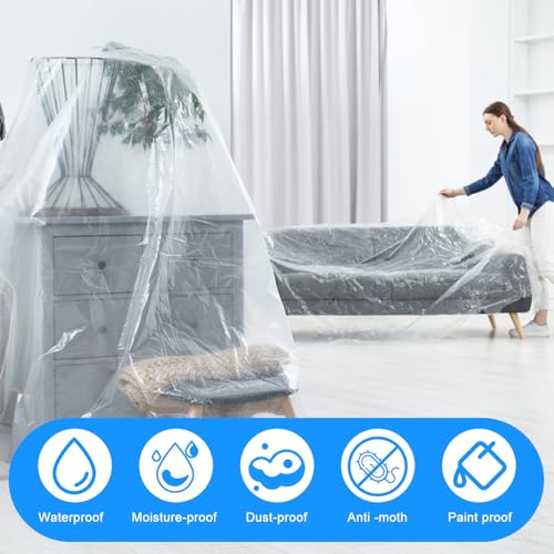 DAWRIS 4 Stück Abdeckfolie Maler extra stark Malerfolie abdeckfolie Maler Abdeckfolie Malerplane Transparente Baufolie Abdeckplane für Malerarbeiten Renovierung Gartenmöbel