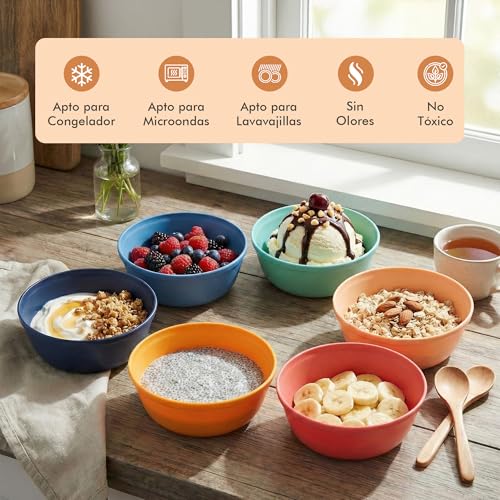 MASTERCOOK Plastic Bowls Set of 6 – 15oz Multipurpose Deep Plates Salad and Pasta Bowls Ideal for Home, Kids, Parties – Stackable Bowl for Kitchen – Non-BPA and Food Grade – Cute Colors - Image 5