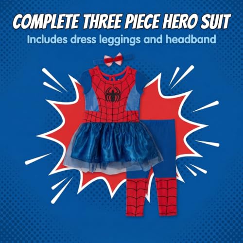 Marvel Spider-Man Infant Baby Girls Dress Leggings and Headband 3 Piece Spiderman 12-18 Months - image 6