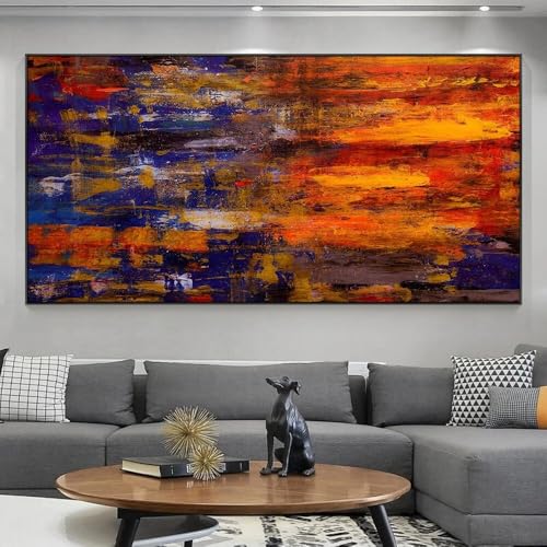 Tableau abstrait coloré 50x100 cm pour salon | Toile moderne murale