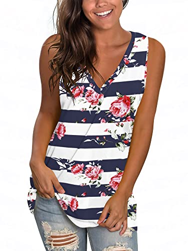 Long Tank Tops for Women Summer Sleeveless Shirts Side Split Vacation Daily Tops S
