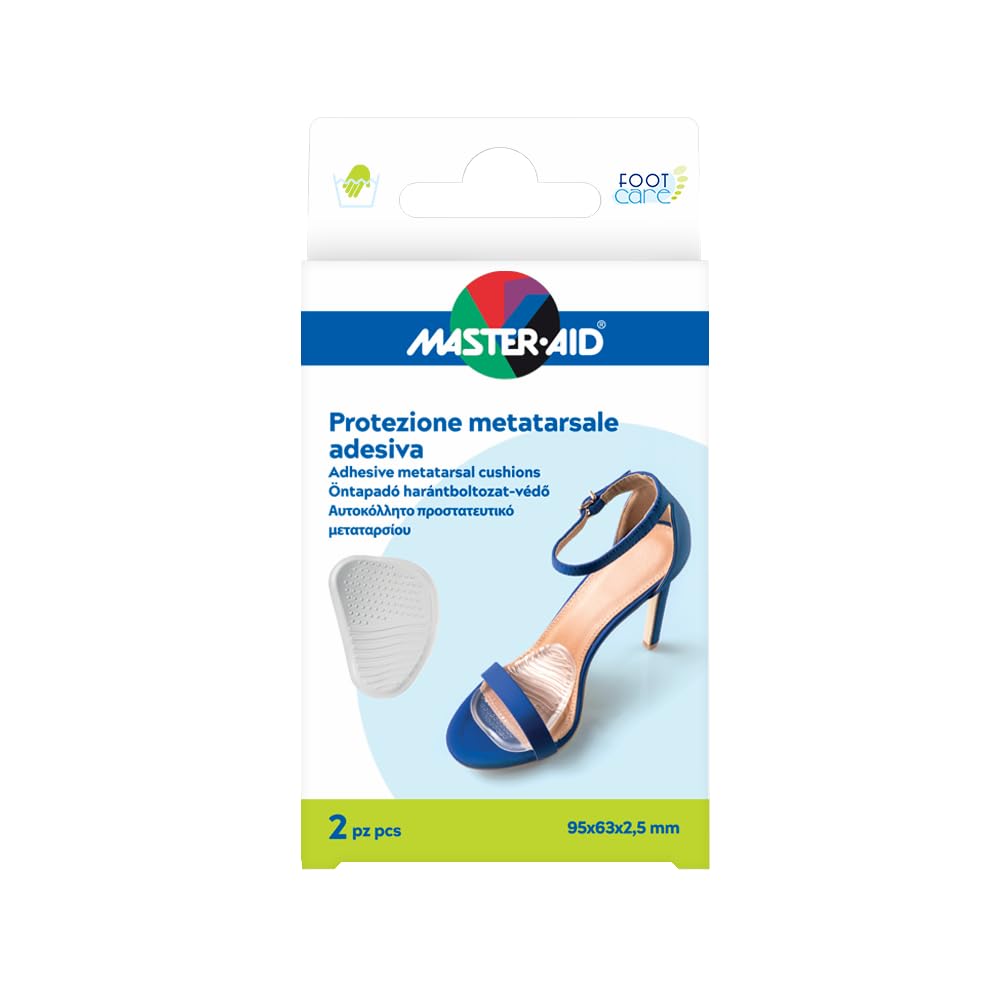Master Aid Footcare metatarso – Protección metatarsiana – Almohadillas metatarsianas de mujer de gel – Zona plantar – 1 Paquete de 2 unidades – 95 x 63 x 2,​5 mm