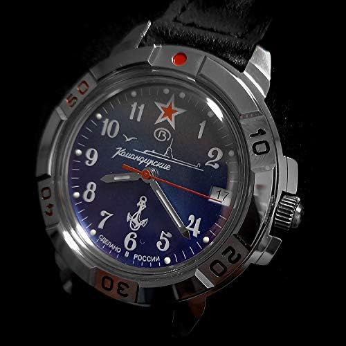 Vostok | Komandirskie 431289 Submarine Commander U-Boat Military Mechanical Wrist Watch | Leather Band B® — view 4