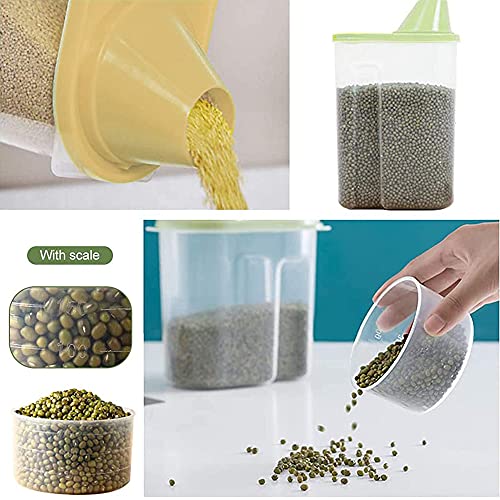 Miniatura 4 de 4 Piezas Tanque Almacenamiento Alimentos Secos,Envases Plástico,Recipiente Para Cereales,Medidora Caja,Se Utiliza Para Harina,Café,1,9 L