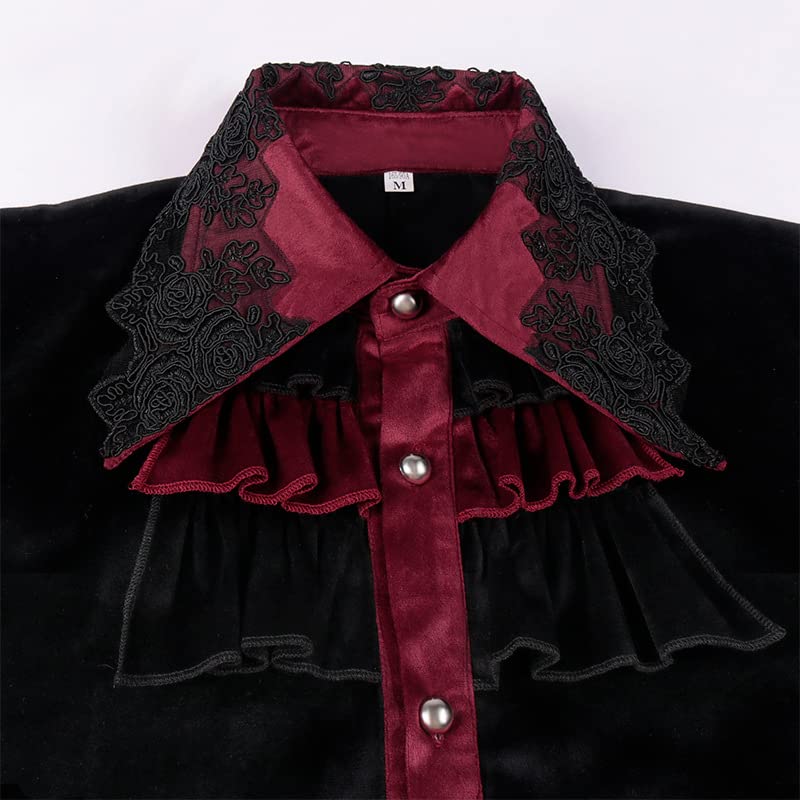 Chemises gothiques homme smoking dentelle satin chemise boutonnée vampire cosplay vintage BaronHong