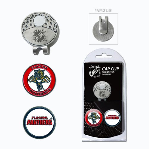 Team Golf NHL Florida Panthers Cap Clip With 2 Golf Ball Markers Golf Cap Clip with 2 Removable Double-Sided Enamel Magnetic Ball Markers, Attaches Easily to Hats