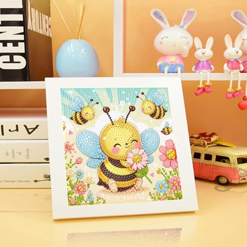 xackcme Bee Diamond Art Painting Kits for Kids with Frame, Animal Diamond Art for Kids Ages 4-8-12, Easy Kid Gem Painting Kit with Beautiful Package for Gift Home Wall Decor (7x7 inch) by xackcme - Image 8