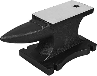 100 LBS Single Horn Anvil, Cast Iron High Hardness Rugged Round Horn Anvil Blacksmith, Large Countertop and Stable Base,Metalsmith Tool for Bending and Shaping