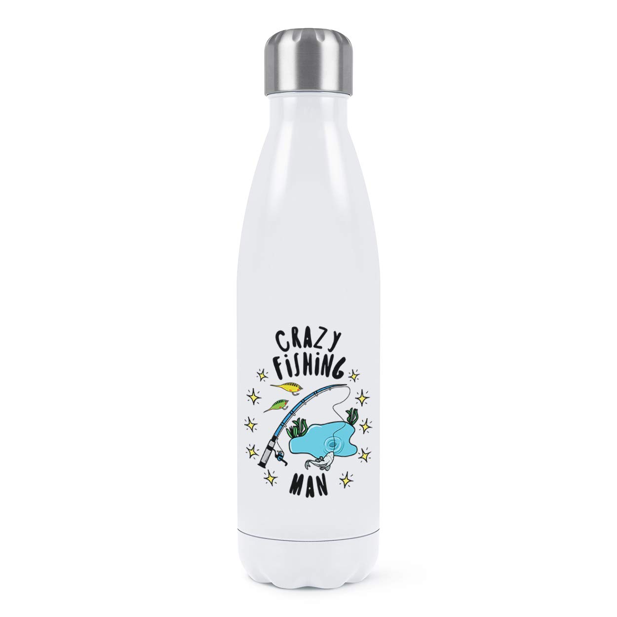 Gourde isotherme Crazy Pêche homme blanc pour boissons de sport