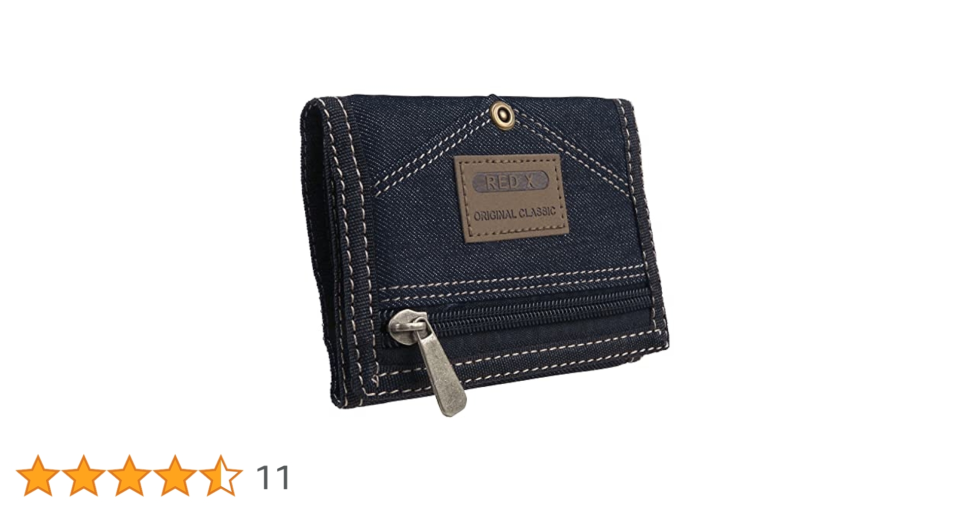 RED DENIM ウォレット RED X Mens Black Denim Bi-Fold Sports Zip Wallet Cards Coins