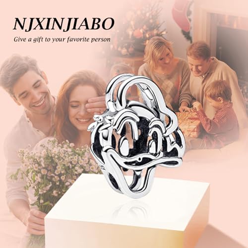 Image of S925 Sterling Silver Cartoon Anime Charms Pendant, Character Figures Dangle for Bracelet Necklace, Gifts for Mom Girlfriend Family, Valentine's Birthday Christmas Anniversary Jewelry