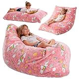 BRINJOY Kids Bean Bag Chair Bed, 3 in 1 Memory Foam Filled Bean Bag Sofa with Removable...