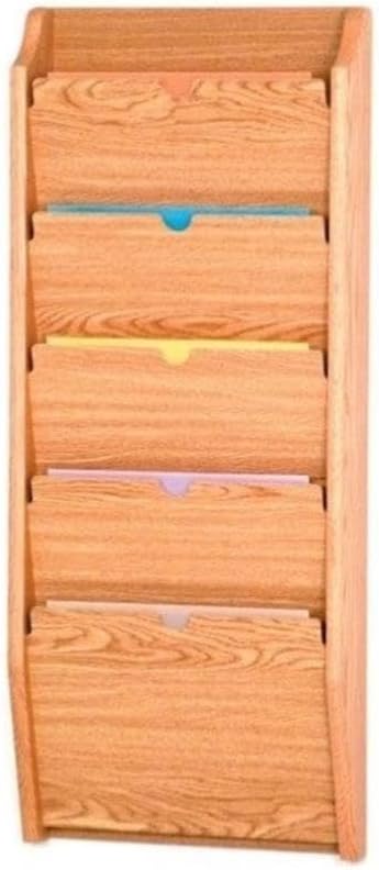 Wooden Mallet 5-Pocket Privacy Chart Holder, HIPAA Compliant, Letter Size, Light Oak
