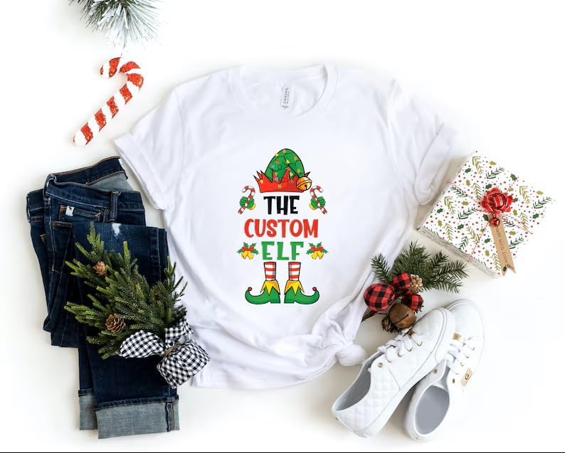 Matching Christmas Elf T-Shirt Set | Funny Family Matching Shirts | Holiday Group Outfit | Mommy Daddy Kids Custom Costume White - Image 2