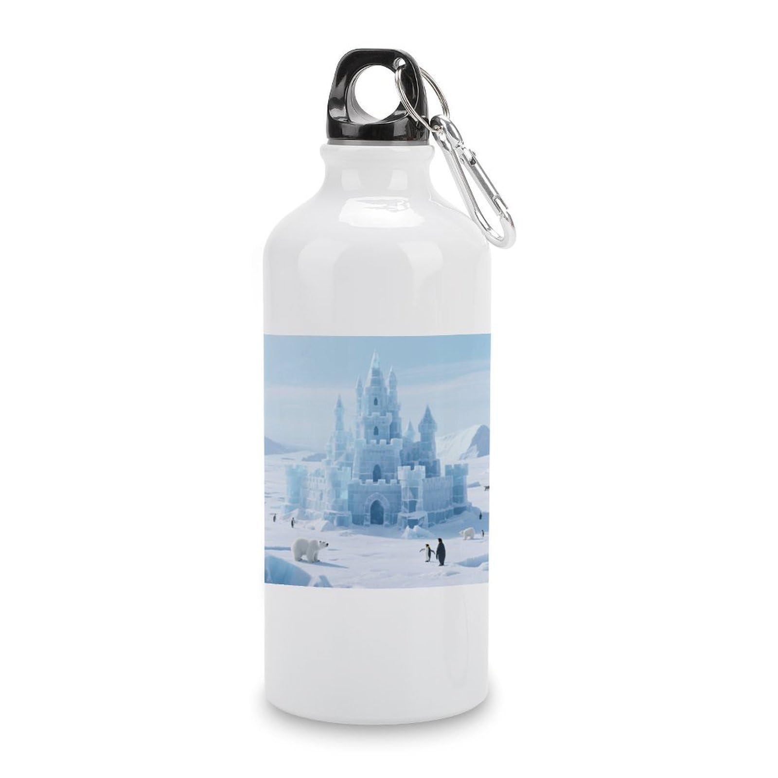 Fekiloot Style Ice And Snow Castle Icefield Aluminum Water Bottle Travel Tumbler Reusable Lightweight Outdoor Sports Water Bottles For Gym Sports Camping Hiking Fishing600ml