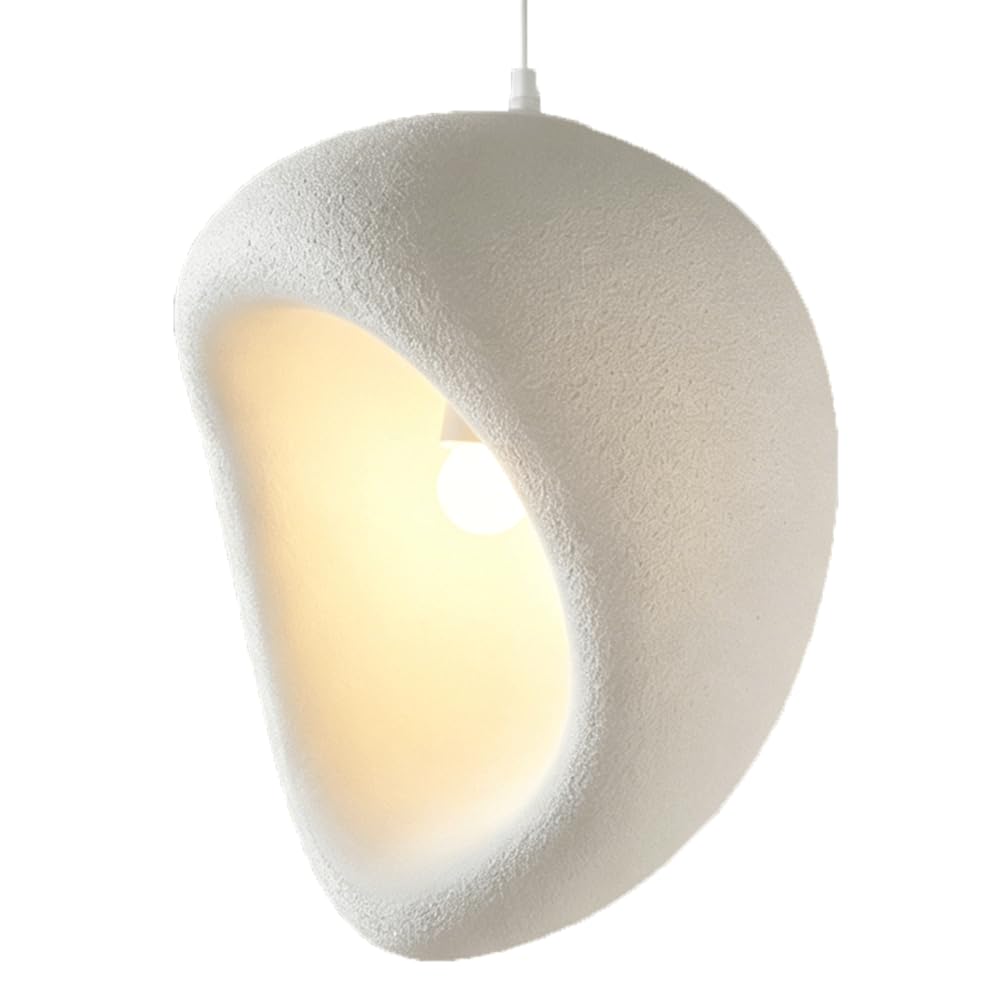 ESIYUVO High-Density Polystyrene Chandelier Modern Creamy Wabi-sabi Hanging Lamp Single-Opening Pebble Pendant Light Fixture with E27 Base for Kitchen Island Bedside Dining Room Hallway Bedroom