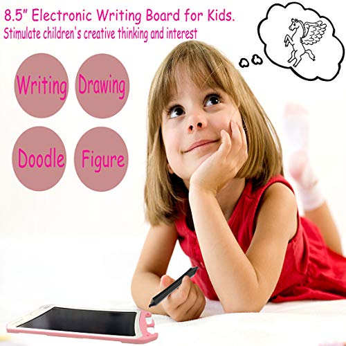 JRD&BS WINL 8.5 in Drawing Tablet Doodle Pad Toys for Kids Birthday Gift for 4-13 Yr Old Writing Tablet with Stylus Smart Paper for Drawing Writer,Christmas Gifts for Teen Boys Girls (Pink White D01)