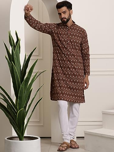 Image of SOJANYA (Since 1958 Men's Cotton Print Kurta & Churidar Pyjama Set