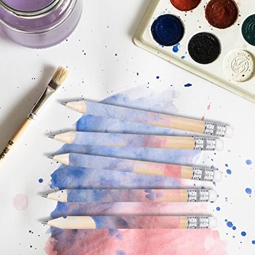 WangCang 10cm golf pencils with rubbers Sharpener Pocket Pencils, Half Short Mini Eraser for Golf, Classroom (Wood color), 11 Piece Set