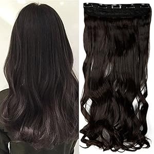 24 Inch One Piece Hair Extensions Clip In Curly Hairpieces Wavy 5 Clips – Dark Brown(60cm-120g)