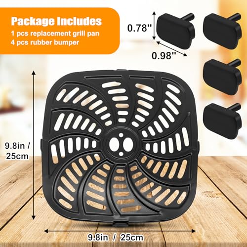 Air Fryer Replacement Tray for Gourmia GAF856 GAF826 Air Fryer, Nonstick 9.8''*9.8'' square Air Fryer Replacement Parts Rack Grill Pan Grill Plate Crisper Plate for Gourmia 8QT Air Fryer