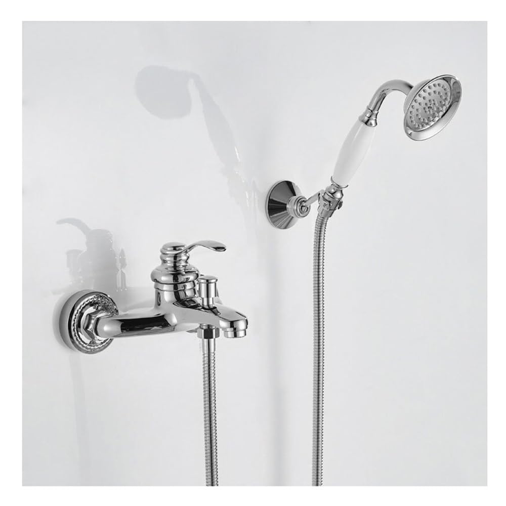 Blyqxs Chrome Brass Simple Shower Set Into The Wall Bathtub Faucet Xr-Gz-8301