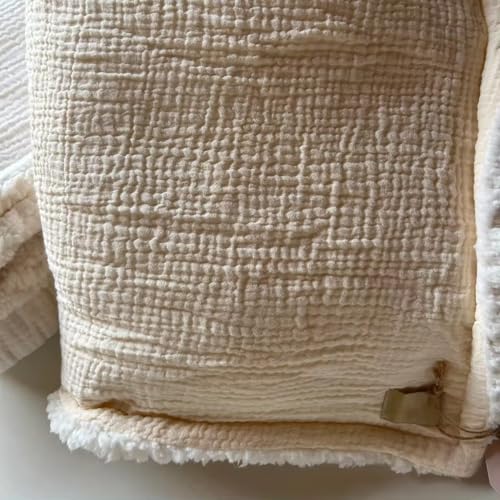Image of Soft Organic Cotton and Muslin Baby Blanket and Swaddle, Ultra Warm (Cream)