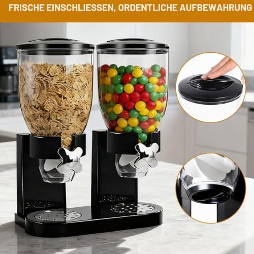 Foto von YuLiMirich Cereal Dispenser 2L, Luftdichter Müslispender für die Organisation des Küchenvorratsraums, Müslispender 2er Set Luftdichte Behälter für Müsli, Reis, Körner, Süßigkeiten, Kaffebohnen